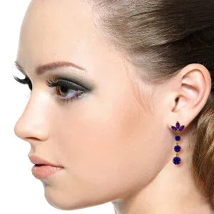 8.7 Carat 14K Solid Yellow Gold Dangling Earrings Natural Amethyst