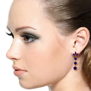 8.7 Carat 14K Solid Yellow Gold Dangling Earrings Natural Amethyst
