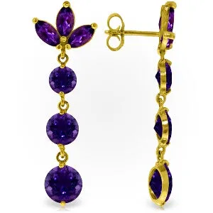 8.7 Carat 14K Solid Yellow Gold Dangling Earrings Natural Amethyst