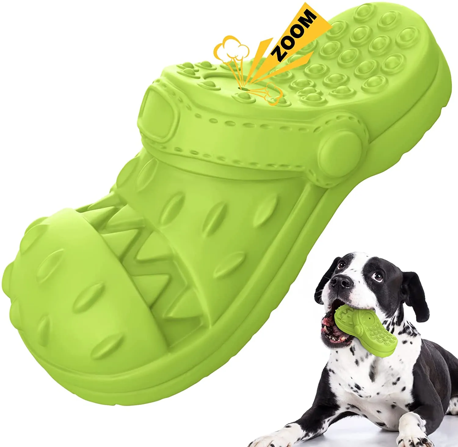 MASBRILL Squeaky Dog Toy Large Dog Chew Toys for Aggressive Chewers Rubber Dog Shoes Shape Toothbrush Toys