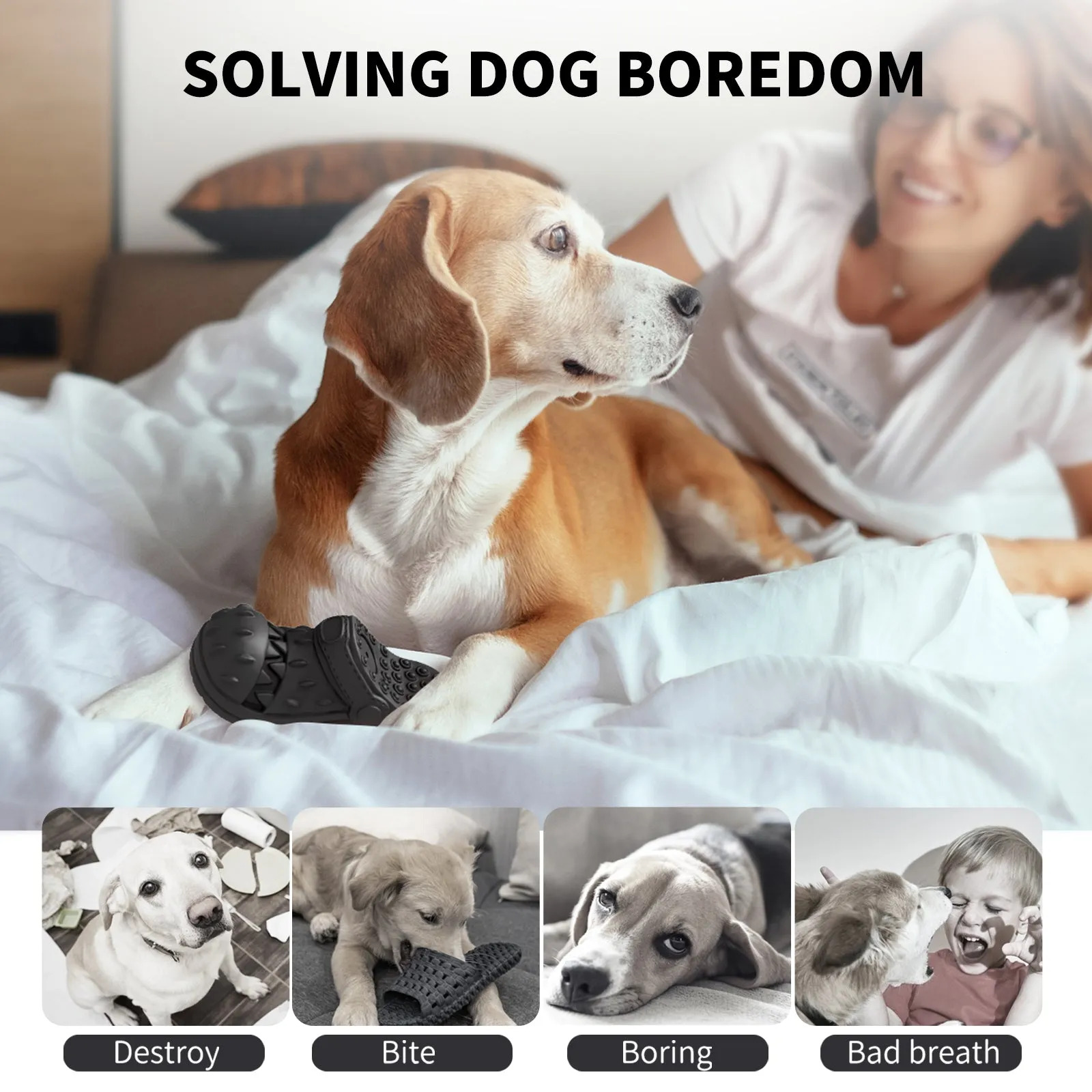 MASBRILL Squeaky Dog Toy Large Dog Chew Toys for Aggressive Chewers Rubber Dog Shoes Shape Toothbrush Toys