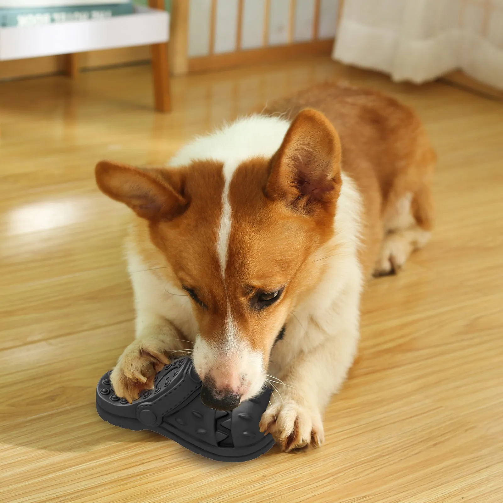 MASBRILL Squeaky Dog Toy Large Dog Chew Toys for Aggressive Chewers Rubber Dog Shoes Shape Toothbrush Toys