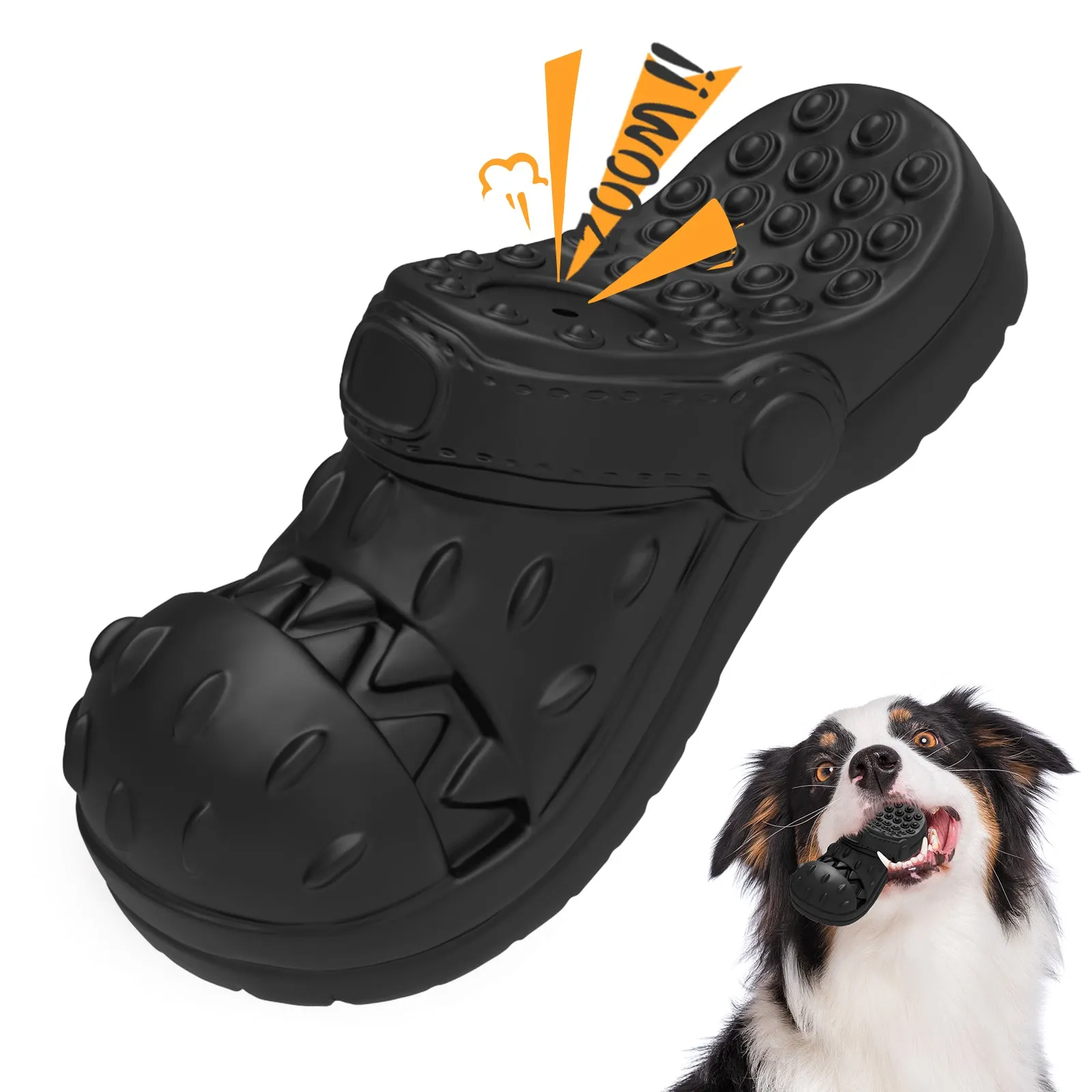 MASBRILL Squeaky Dog Toy Large Dog Chew Toys for Aggressive Chewers Rubber Dog Shoes Shape Toothbrush Toys