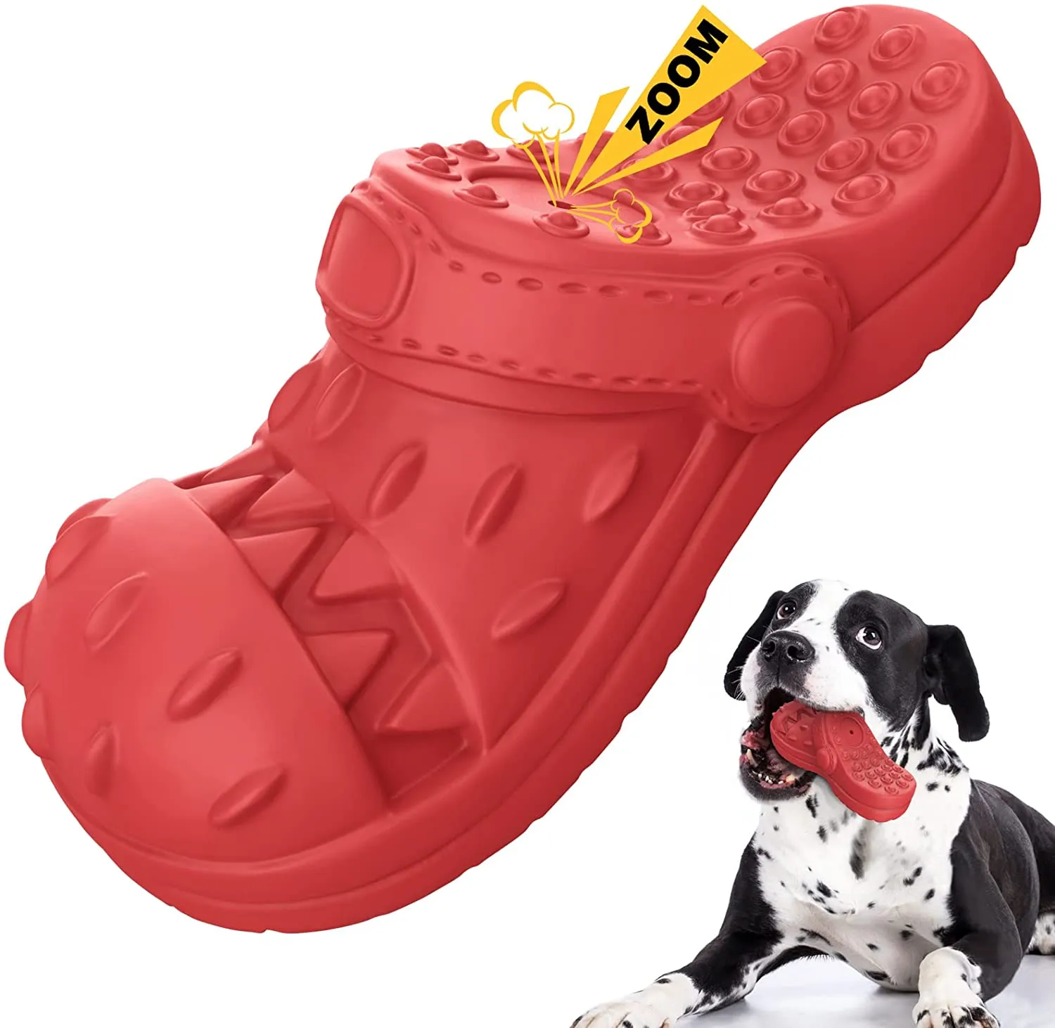 MASBRILL Squeaky Dog Toy Large Dog Chew Toys for Aggressive Chewers Rubber Dog Shoes Shape Toothbrush Toys
