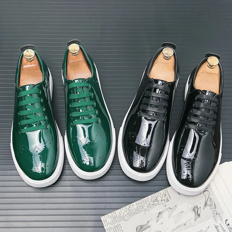 Patent Leather Men’s Shoes - Sneakers, Brogue Sports Board Shoes for Men