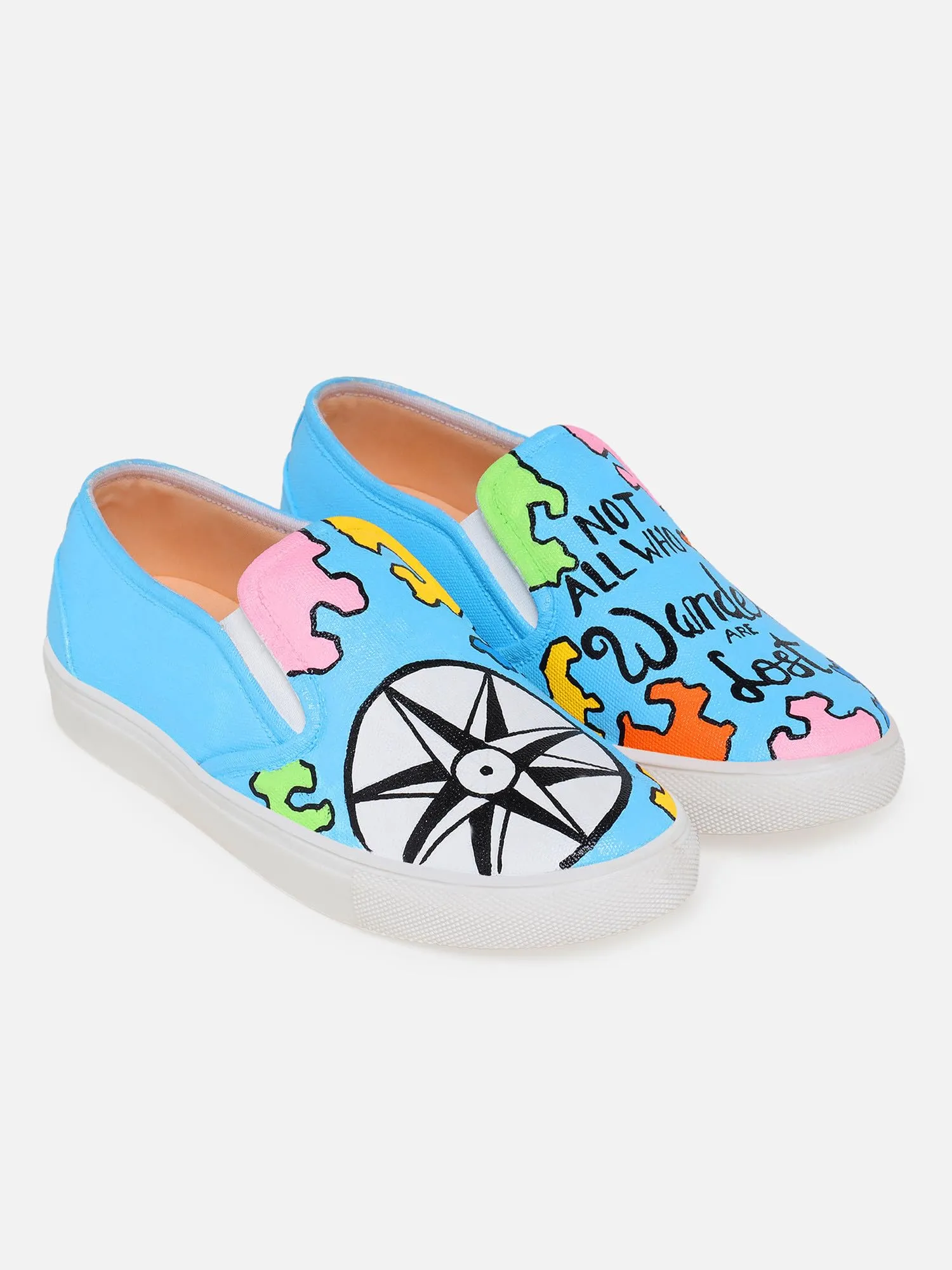 THE QUIRKY NAARI Wanderlust Slipons Trendy and Comfy | Blue | 6 UK