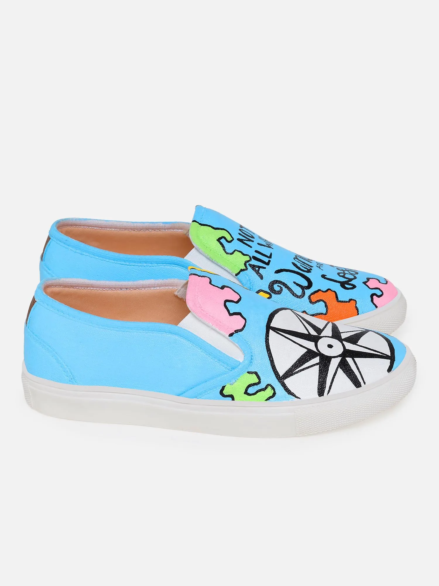 THE QUIRKY NAARI Wanderlust Slipons Trendy and Comfy | Blue | 6 UK