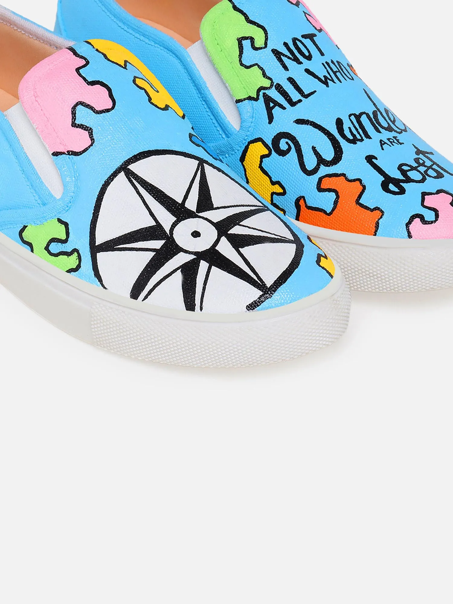 THE QUIRKY NAARI Wanderlust Slipons Trendy and Comfy | Blue | 6 UK